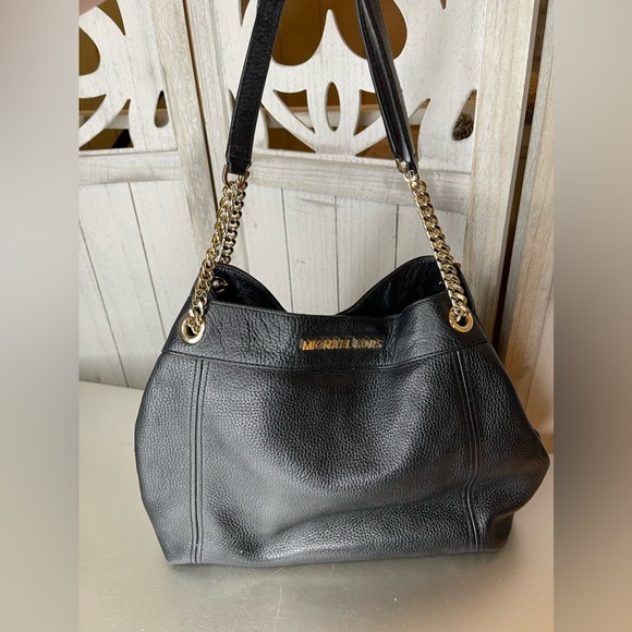MICHAEL KORS women's Bag JET SET Large CHAIN Shoulder TOTE leather black - Picture 1 of 10